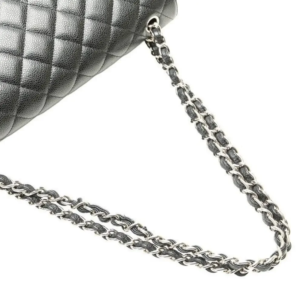 Chanel Matelasse Double Flap Caviar Skin Shoulder Bag Black